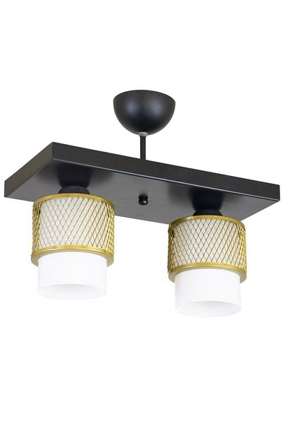 Lambadar Double White Glass Cage Model Modern Plafonier Chandelier