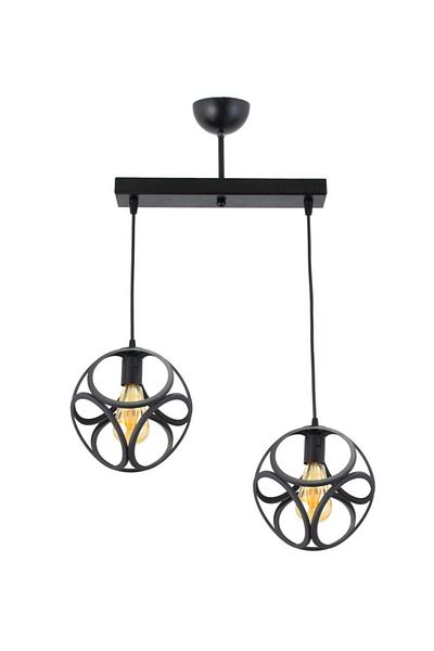 Lambadar Black Double Modern Circle Cube Model Pendant Lamp Chandelier