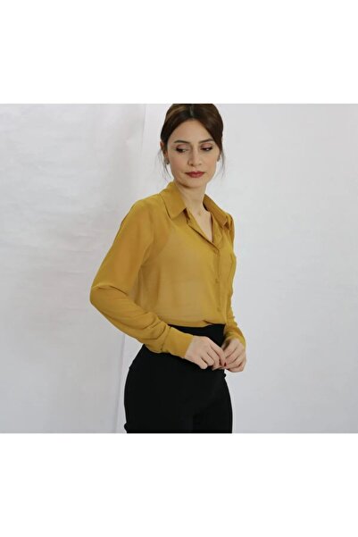 ROZALLİNİ Kadın Uzun Kollu Şifon Gömlek