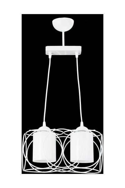 Lambadar Modern Sports Round Geometric Triple White White Glass Metal Pendant Lamp Chandelier