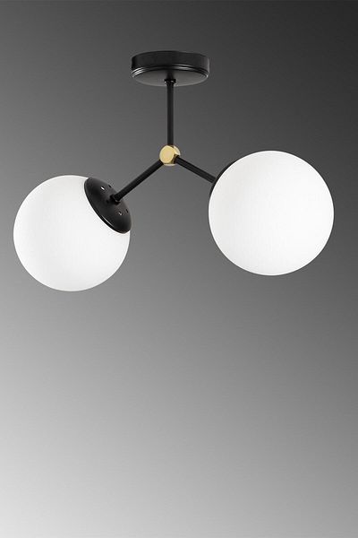 Lambadar Double Black Modern Acrobat Model White Globe Glass Chandelier