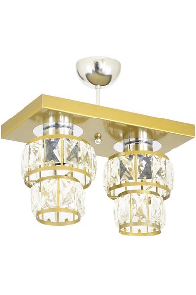 Lambadar Yellow Crystal Stone Modern Rectangular Tray Antique Chandelier Set of 2