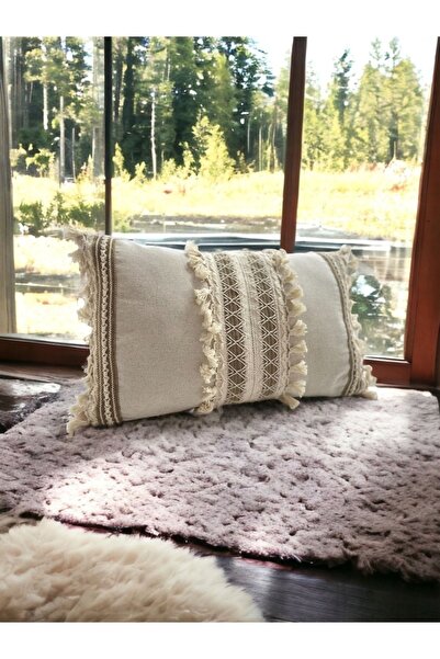 NDC HOME Special Design Brown Lace Cream Throw Pillow Cushion Cover [35x55]