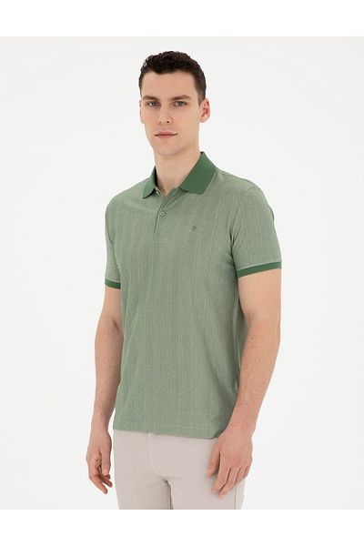 Pierre Cardin Ανδρικό μπλουζάκι με λαιμόκοψη VANDER Jacquard με λεπτή εφαρμογή