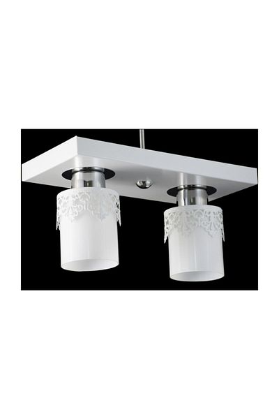 Lambadar Double Modern Sports Model Rectangular Tray Crowned White Chandelier