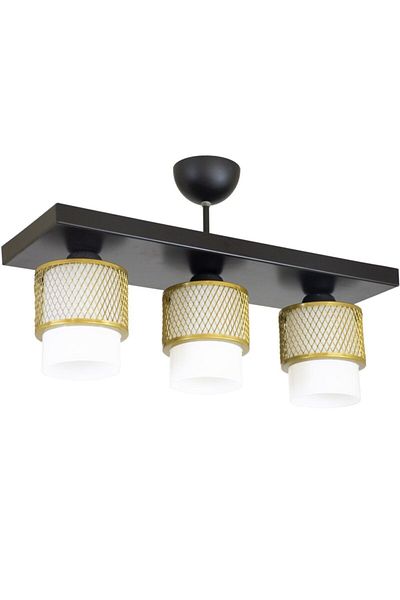Lambadar Triple White Glass Cage Model Modern Plafonier Chandelier