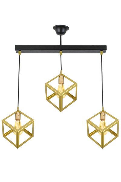 Lambadar Rustic Retro Model Geometric Pendant Lamp Metal Cube Chandelier