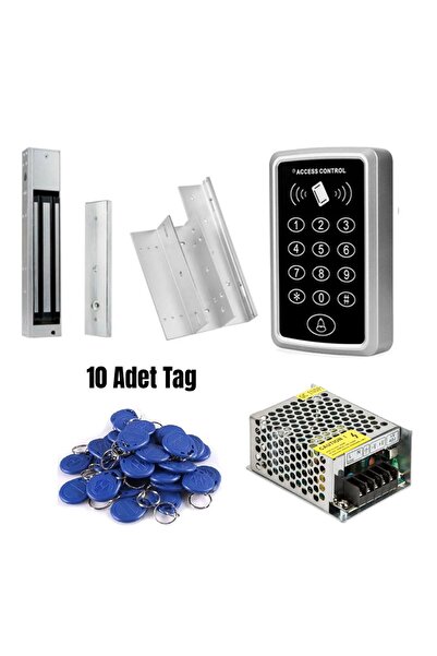 SONEX RFID Şifreli Kapı Kilidi Seti – 280 KG Manyetik Kilit L-Z Aparatlı | 10 Adet Proximity Anahtarlık