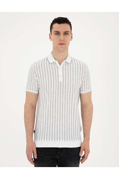 Pierre Cardin Ανδρικό μπλουζάκι ASAR ριγέ Slim Fit με ελαστικό γιακά πόλο