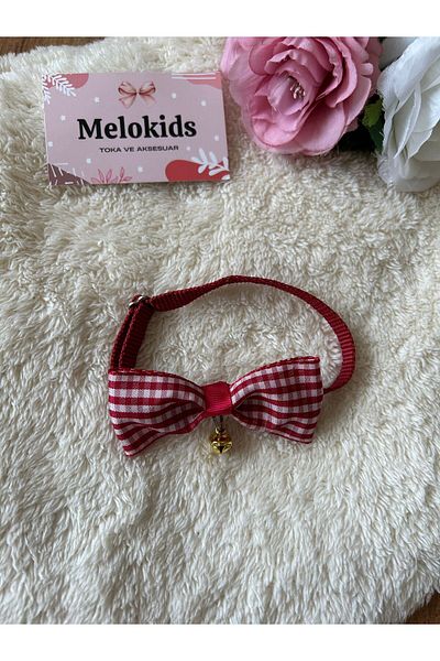 Melo Red Gingham Patterned Cat and Small Breed Dog Collar