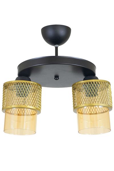 Lambadar Double Honey Glass Cage Model Modern Plafonier Chandelier