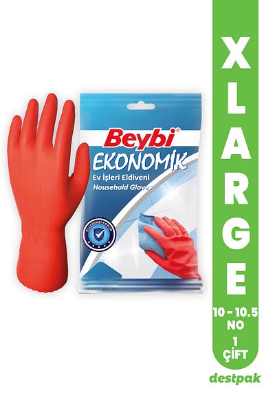 Destpak 1 Pair of Beybi Gloves - Anti-Sweat Cotton Coated, Cleaning and Dishing (10-10.5 XLARGE)