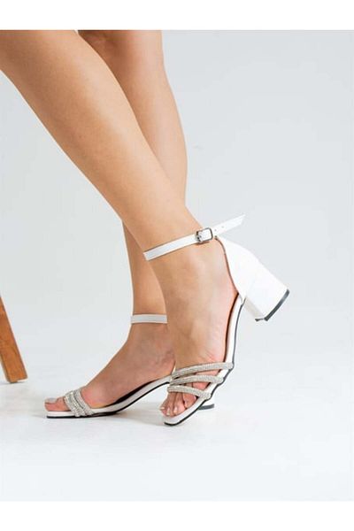 METRO 510 Femei - Pantofi cu toc rochie de seara cu detaliu in piatra, grosime de 5 cm