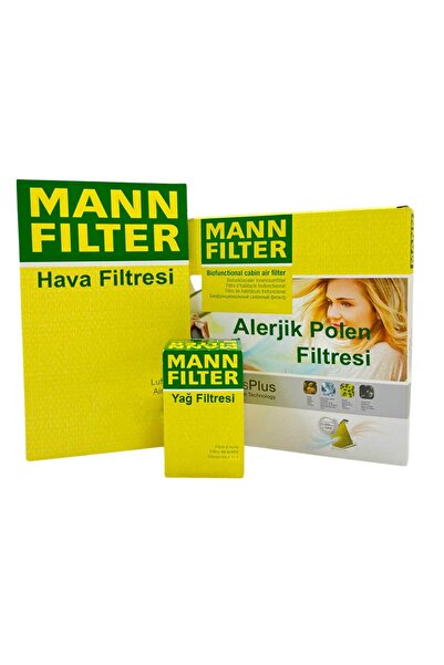 Mann-Filter VW Polo 1.0 TSI Benzinli MANN Filtre Bakım Seti 2021- Hava+Yağ+A.Alerjik Polen