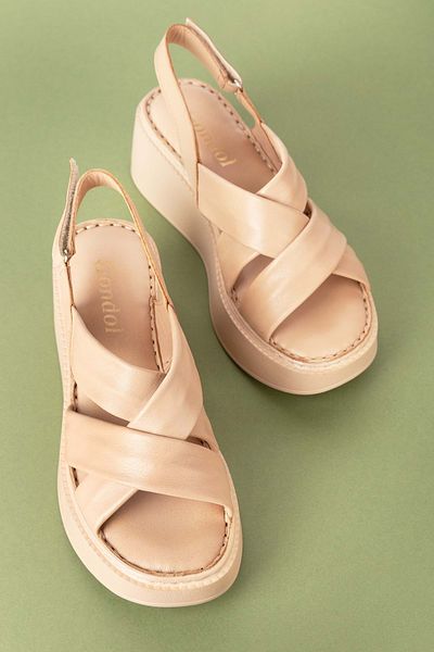 Gondol Genuine Leather Women's Sandals - Cross Strap, Stylish elnr.472