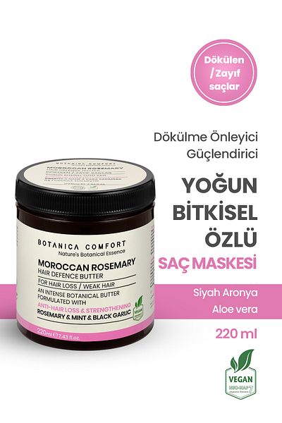BOTANICA COMFORT قناع الشعر المضاد للتساقط وتعزيز نمو الشعر وإكليل الجبل والثوم الأسود 220 مل