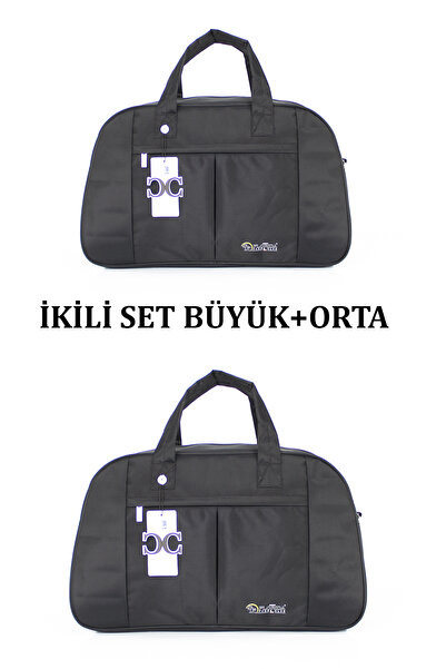 Case Club Kabin Boy El Valizi Orta ve Büyük Boy El ve Omuz Çantası Astarlı İç Bölüm Omuz Askılı Siyah