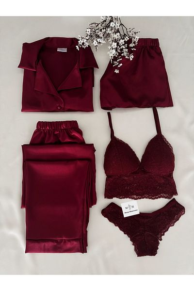 MH Moony Homewears Set de lenjerie intima din satin Sonia 5 piese - Coroana