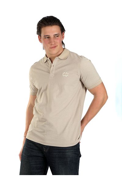 Lee Cooper Μπεζ ανδρικό μπλουζάκι πόλο 242 LCM NAVAGOİ