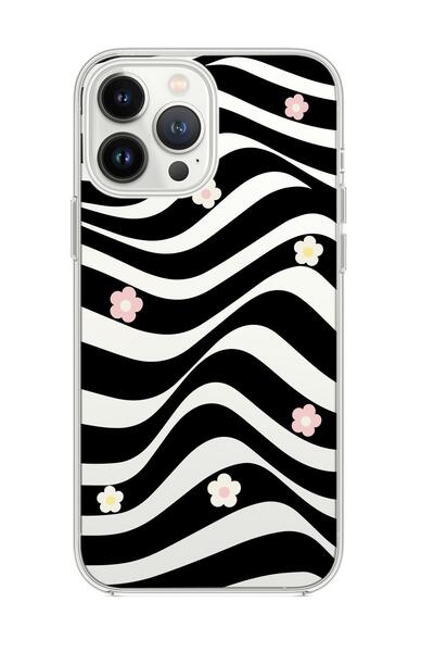 mooodcase iPhone 14 Pro Uyumlu Flowers in Illusion Premium Şeffaf Silikon Kılıf