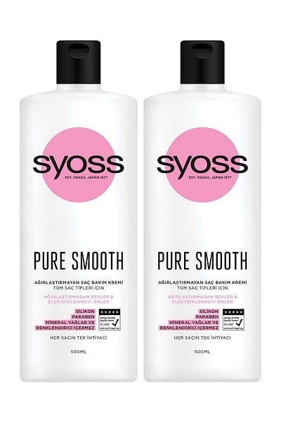 Syoss Pure Smooth Micellar Non-Weighting Conditioner 500ml Pack of 2