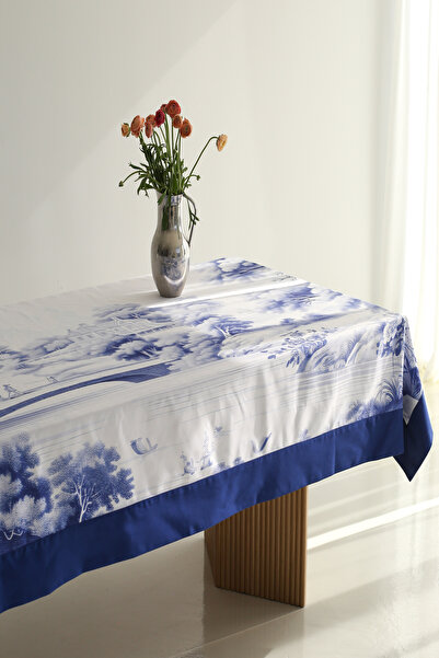 Blue Blanc Desenli Masa Örtüsü - 160 x 260 cm