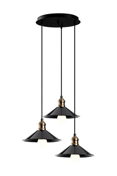 Lambadar Triple Black Retro Rustic Model Modern Metal Pendant Lamp Chandelier