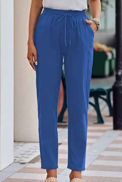 ESSFASIHON Ленен дамски панталон - Еластична талия