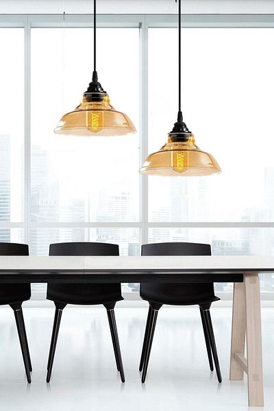 Lambadar Special Model Double Rectangular Black Modern Honey Glass Pendant Lamp Chandelier