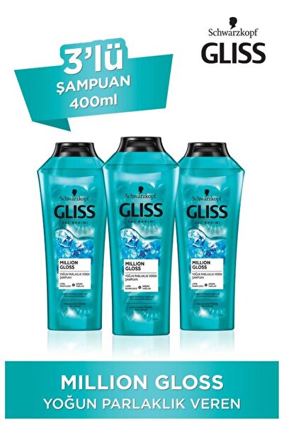 Gliss Million Gloss Yoğun Parlaklık Veren Şampuan 400 ml 3'lü