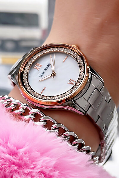 Tom Jones Kadın Kol Saati 3 Atm Su Geçirmez Gümüş Renk Çelik Kordon Bileklik ...