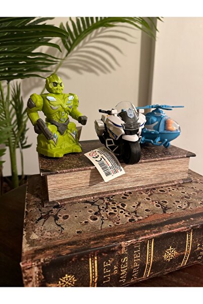 u-toys ÇEK BIRAK ROBOT-HELİKOPTER-MOTOR SETİ 3 LÜ OYUNCAK SETİ