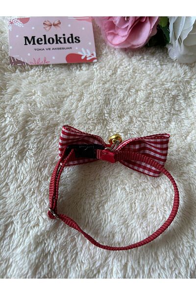 Melo Red Gingham Patterned Cat and Small Breed Dog Collar