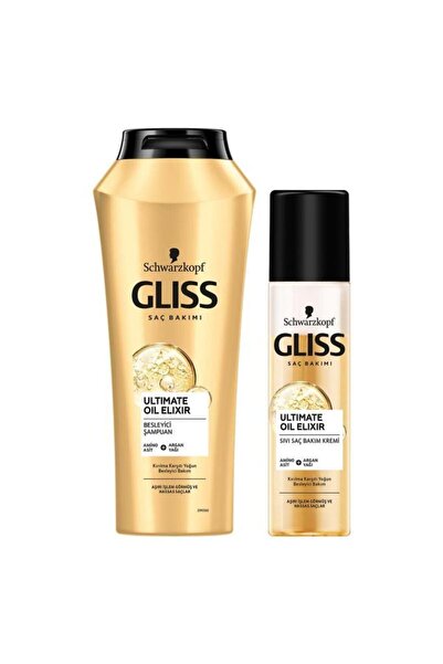 Gliss Ultimate Oil Elixir 2'li Set -besleyici Şampuan 500 Ml + Sıvı Saç Bakım...