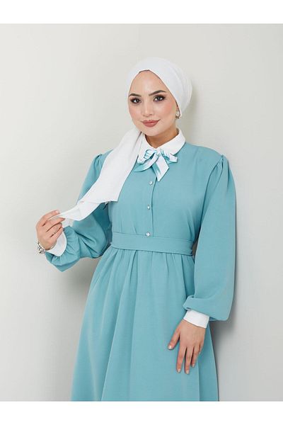 MODAMERSİ Green Hijab Women's Dress