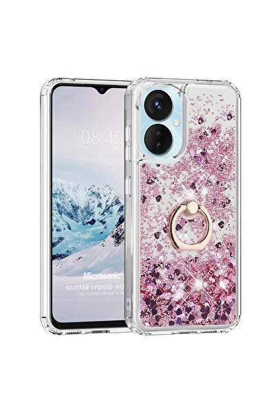 Microsonic TECNO Spark 9 Pro Kılıf Glitter Liquid Holder Pembe