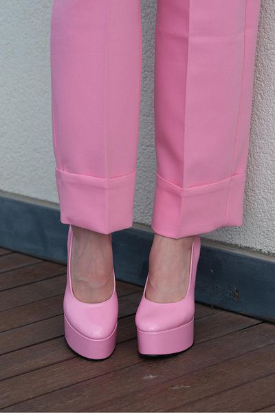 Sibel Durmaz Mendy Pink Patent Leather High Platform Sandals