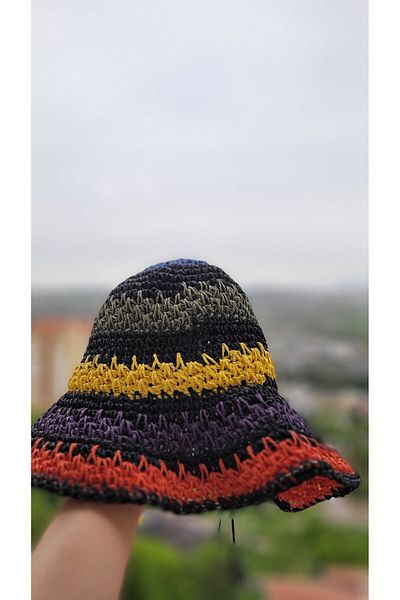 FRESCO SCARFS Wicker Colored Knitted Bucket Women's Hat