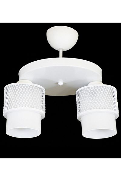 Lambadar Double White Glass Cage Model Modern Plafonier Chandelier