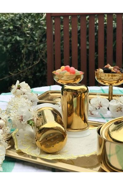 Veliday Bright Gold Salt Shakers Set of 2