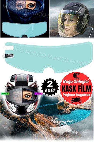 Munico 2 Adet Motosiklet Kaskı Yağmur Filmi Su Geçirmez Buğu Önleyici Kask Visor Motorcular İçin Sökülen