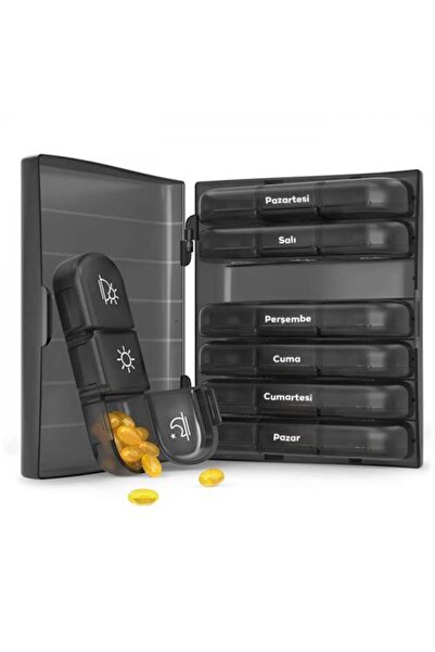 coofbe Haftalık İlaç Saklama Kutusu 21 Gözlü Kilitli Kapaklı Hap İlaç Vitamin...