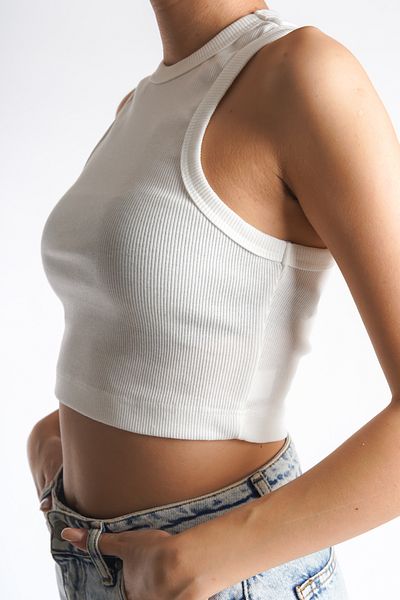 Moda Değirmeni Wicked Cream Γυναικείο Crop Tank Top - Halter Collar BG1192-314-0001