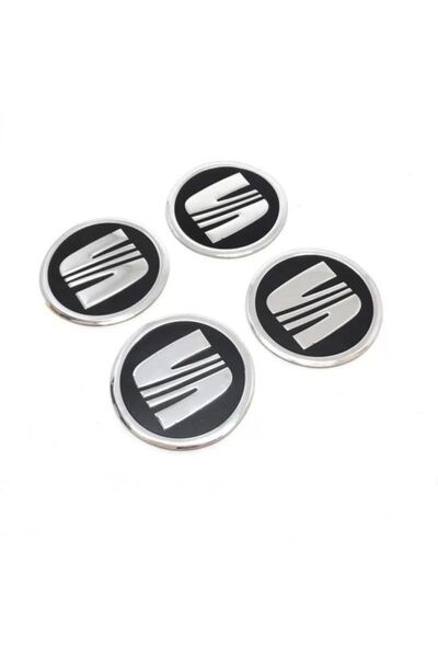 Genel Markalar Seat Jant Göbeği Etiket Yapıştırma Siyah Dörtlü Takım 58 Mm