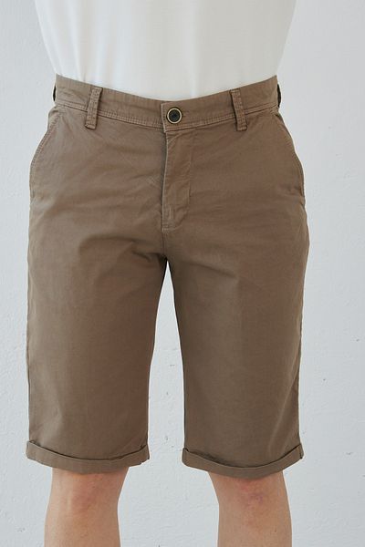 RAVANELLI Ανδρικό σορτς Chino από βαμβακερό καφέ Slim Fit Gabardine