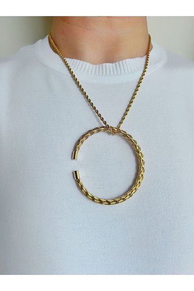 axexuar Real Steel - Gold Yellow Twist Necklace, Handcuffs and Bracelet