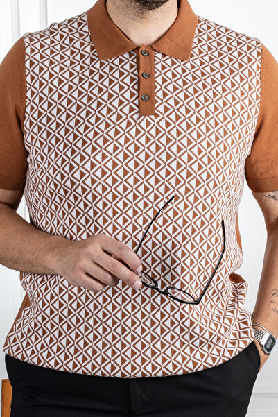 Sarar Λεπτό πλεκτό βαμβακερό μπλουζάκι με μοτίβο πόλο