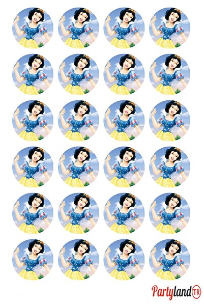 PartylandTR Pamuk Prenses 5 cm. Yapışkanlı Yuvarlak Etiket - Sticker 24 Adet