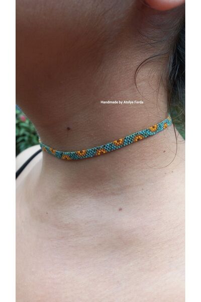 Atolye Ferda الأزرق والبرتقالي ميوكي المختنق وسوار التفاف