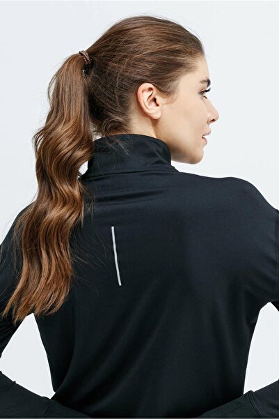 Nike Dri-fit Element Running Siyah Çeyrek Fermuar Kadın Koşu Üstü